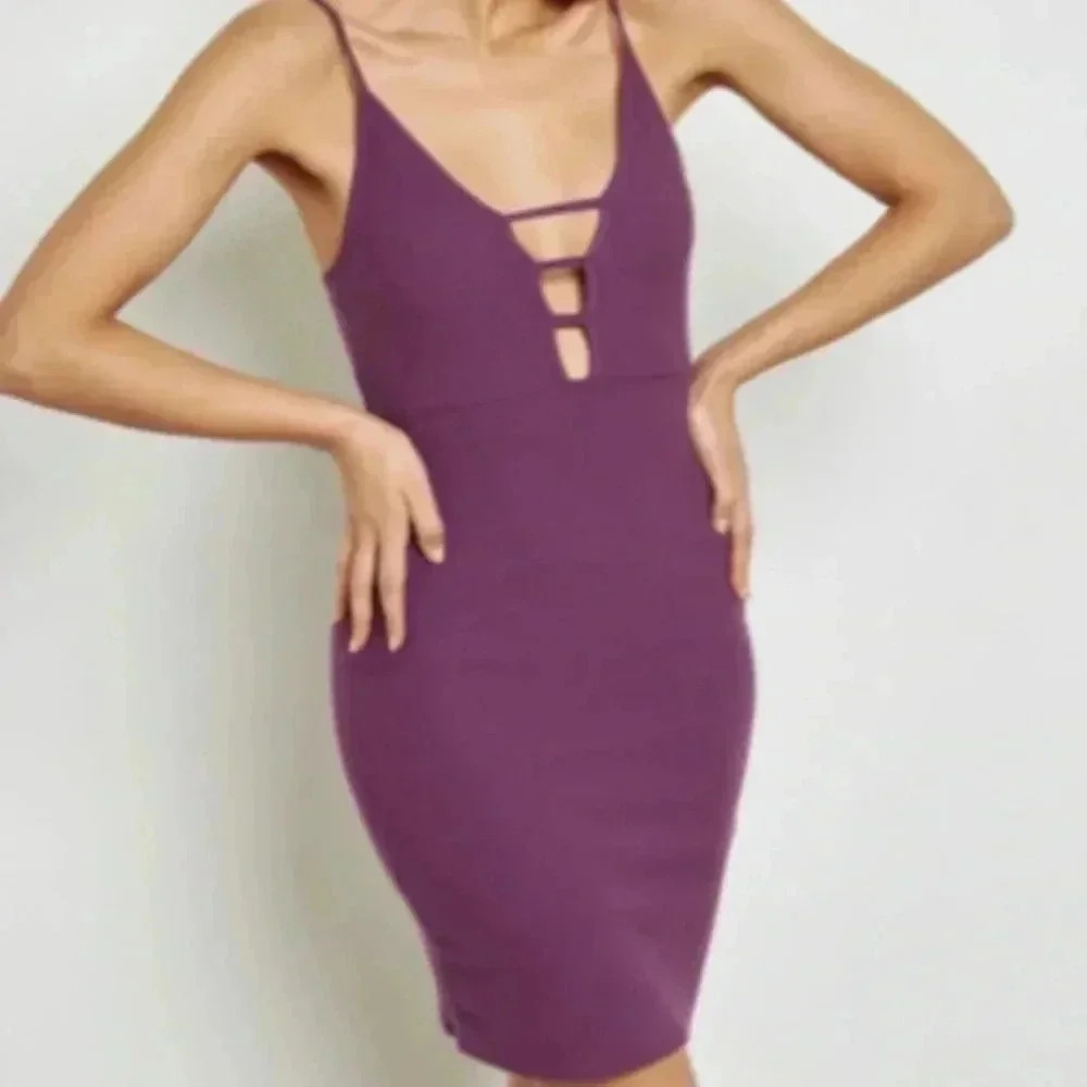 🆕Forever21 Purple Lattice Cami-Strap Bodycon Dress S🆕